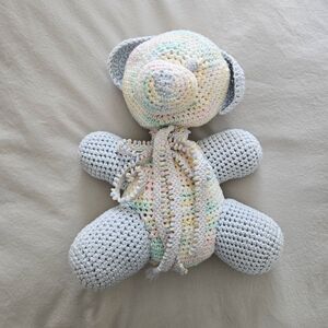 Handmade Crochet Teddy Bear - Pastel Blue